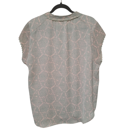 Joie Short Sleeve Scallped Edge Top w/ Paisley Stamp Print - XL - NWT - Picture 4 of 11